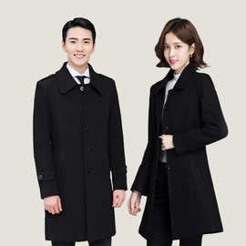 职业装毛呢大衣工作服女酒店前台珠宝店物业银行黑色呢子外套男