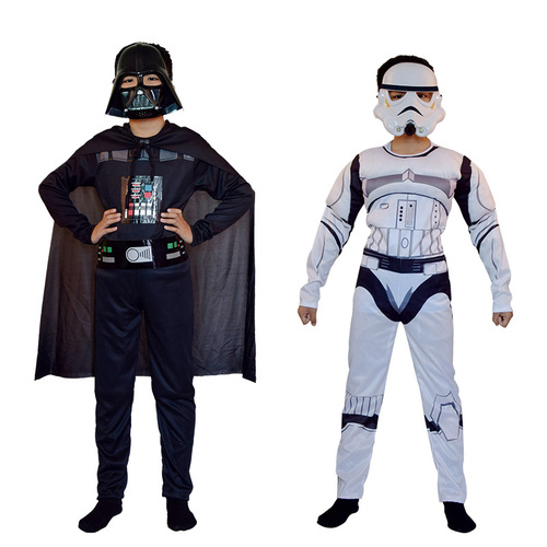 Halloween children's cosplay Star Wars costume Black Warrior jumpsuit white soldier muscle clothes