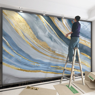 Nordic Light luxury style gilding blue gilded atmospheric TV background wall mural bedroom wallpaper sofa wallpaper Wall cloth