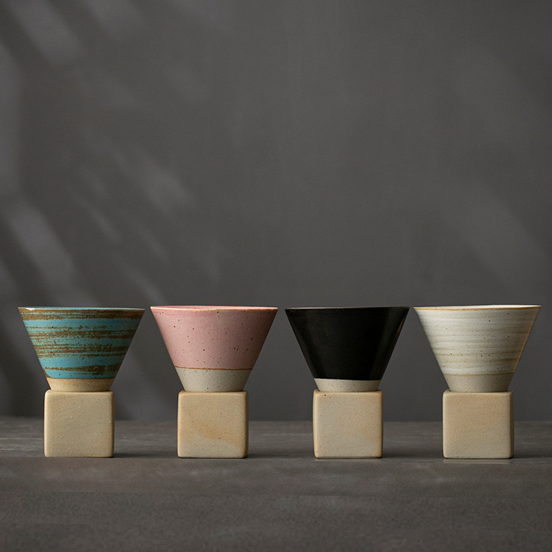Retro de gres taza de café cubo creativo taza de té Taza de cerámica sub-máquina logotipo grabado transfronterizo taza japonesa