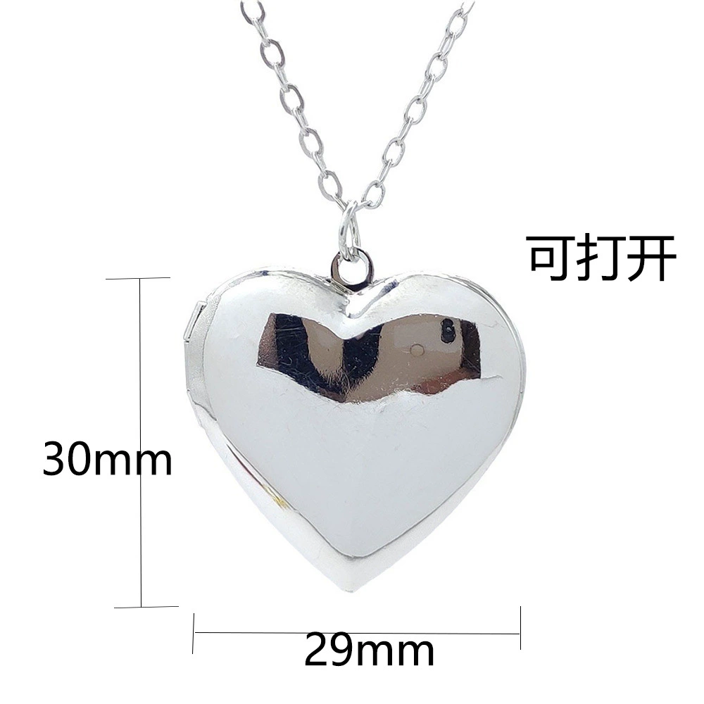 Necklace (SANS) heart-shaped locket pendant, copper, 3×3 cm, gold or silver finish
