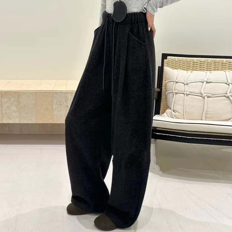 Pantalones anchos de viento perezoso para mujer otoño e invierno nuevo estilo coreano de cintura alta pantalones deportivos sueltos pantalones casuales que reducen la edad