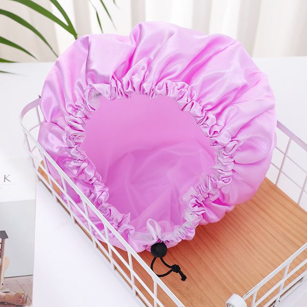 Adjustable waterproof black shower cap