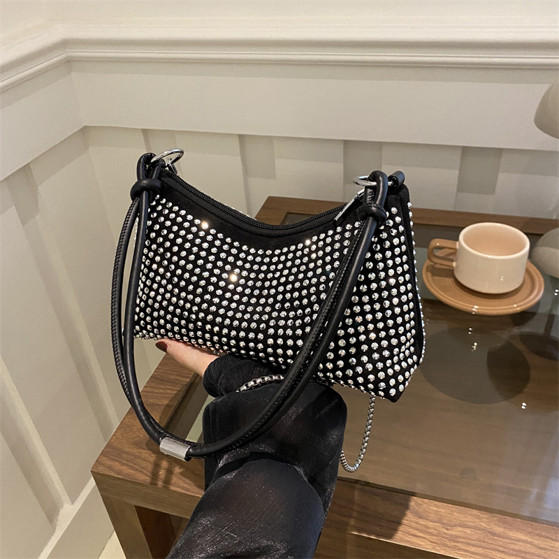 Bolso con incrustaciones de diamantes para mujer 2024 nuevo bolso de hombro de moda de alta calidad de estilo extranjero de primavera y verano bolso bandolera de todo fósforo de nicho