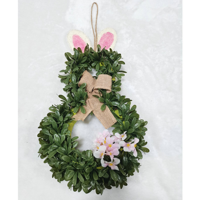 仿真圣诞花环复活节草兔复活节摆件复活节圣诞节礼品装饰挂件批发