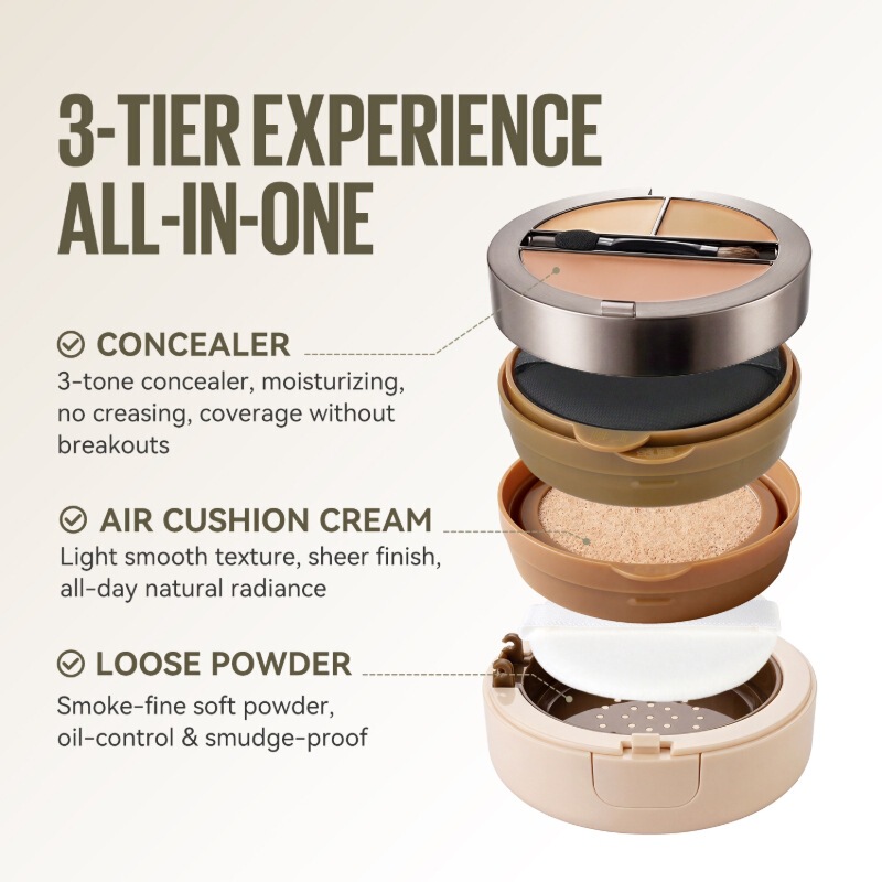 Aqpu Four-In-One Three-Layer Moisturizing Air Cushion Oil Control Invisible Pores Natural Nude Makeup Tk Selection Invisible Pore Air Cushion