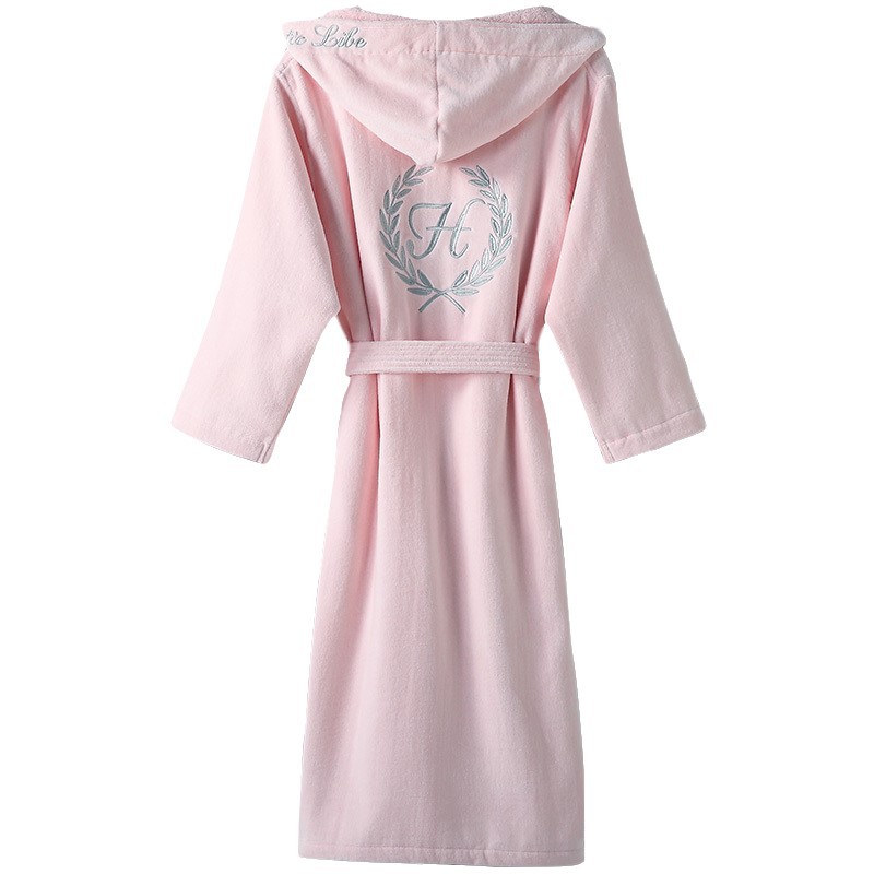 BG54 Hotel Robe for Men and Women Pure Cotton Thick Robe Winter Long Towel Material Couple Hooded Robe