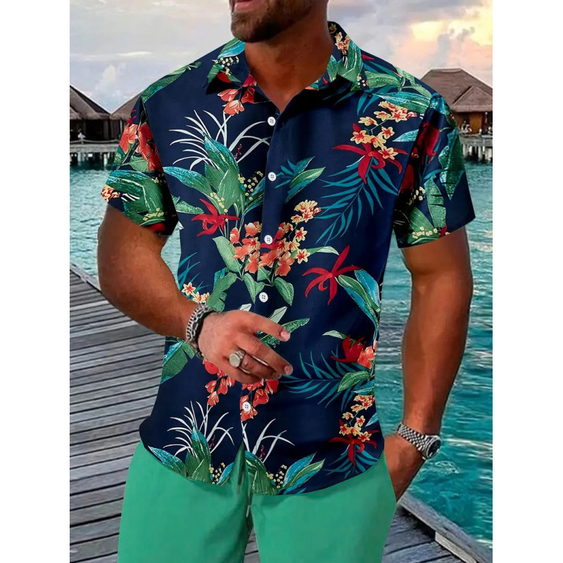 新潮酷春季夏季新款时尚男装男士短袖衬衫上衣开衫跨境源头工厂|undefined