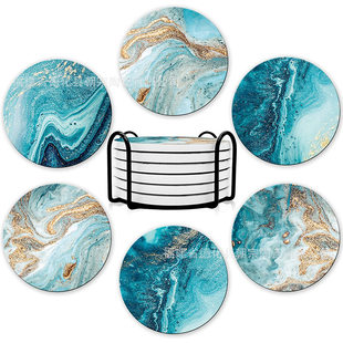 Source factory wholesale meal pad insulation pad creative coaster Amazon marble pattern ceramic water absorption coaster