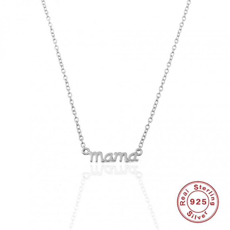 1 Pièce Mama Lettre Argent Sterling Placage Collier display picture 5