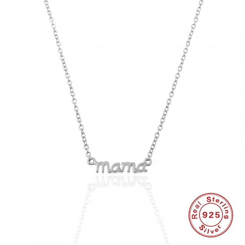 Letter Pattern Women'S Gender Plating Design 1 Piece Mama Letter Sterling Silver Plating Necklace