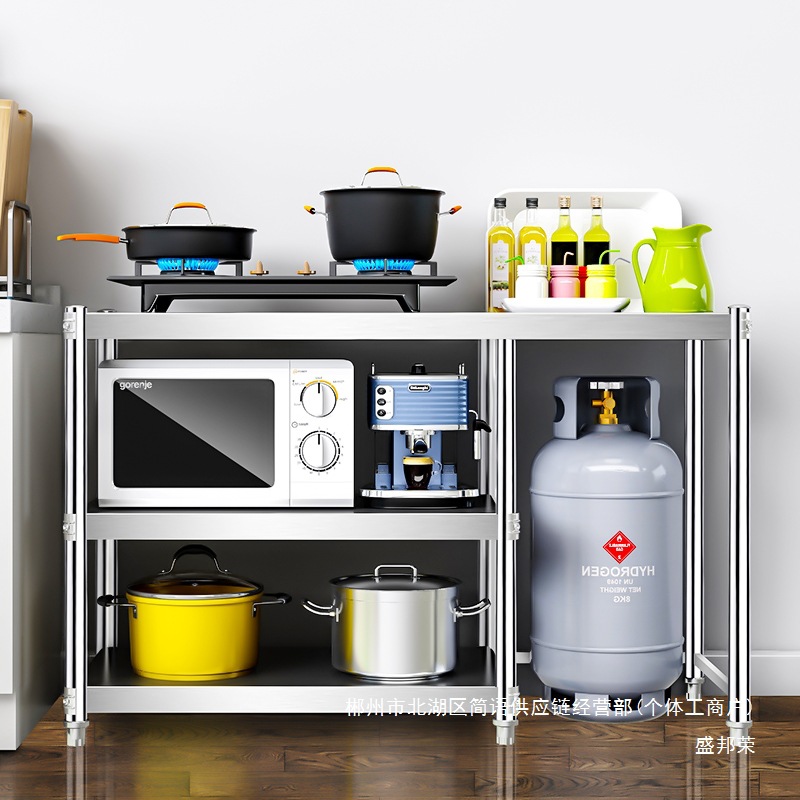 Fábrica directa estante de gas tipo piso gabinete de cocina estante de almacenamiento de acero inoxidable gabinete de almacenamiento de encimera