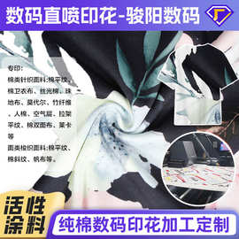 棉布麻布亚麻全棉人棉真丝数码直喷印花布料加工定制打样数码印花
