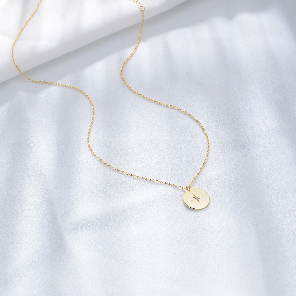 Electroplating Gold Plating Process 14K Real Gold Plated Plating Material 925 Sterling Silver Zircon Inlay Geometric Pendant Necklace