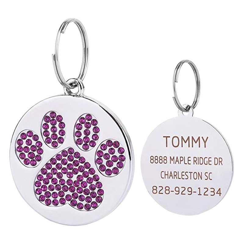 Medio rhinestone modelo huellas de identificación Etiqueta de perro suministros para mascotas suministro transfronterizo Amazon NUEVO LÁSER perro suministros