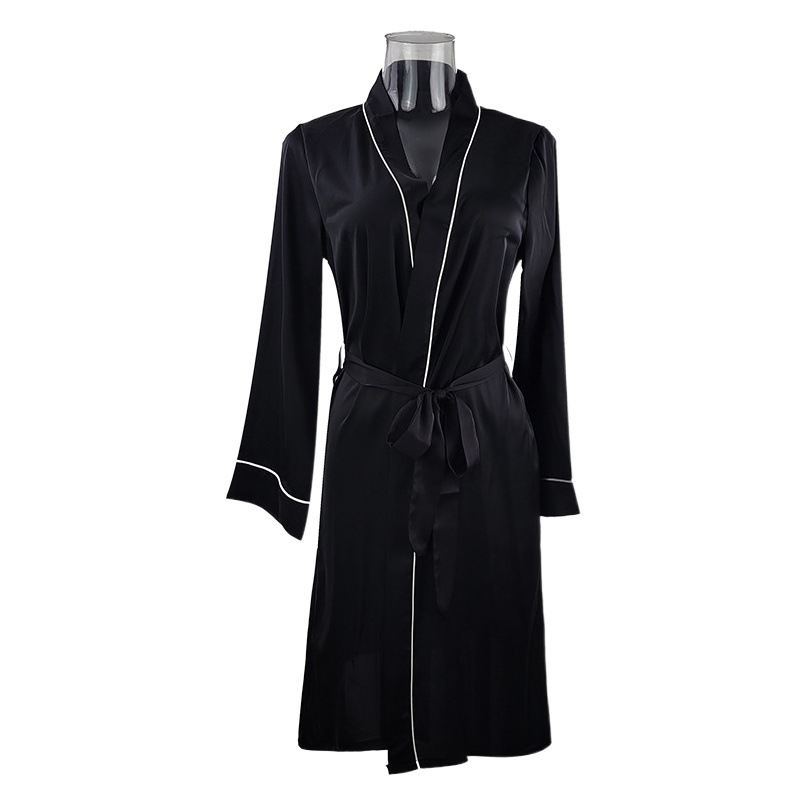 Bata de dormir estilo europeo y americano Feiyun para mujer, imitación de seda, sexy, tipo cárdigan, bata de hotel, ropa de estar por casa, venta al por mayor 285