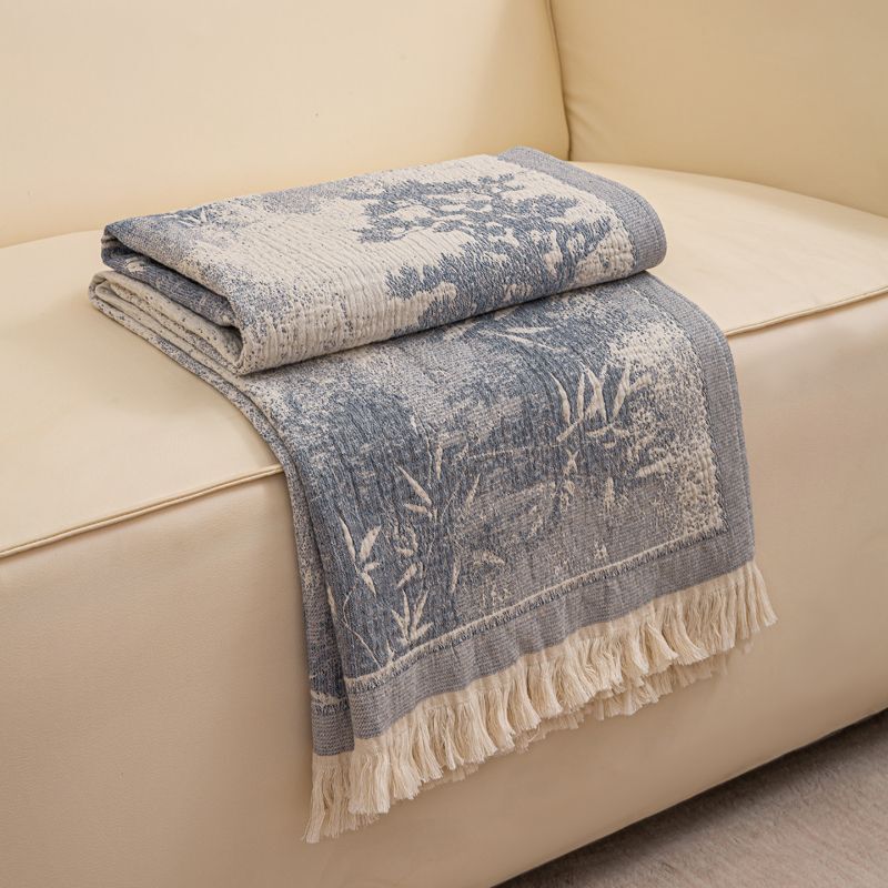 Tassel Pure Cotton Jacquard Four-Layer Washed Multi-Functional Bath Towel for Home Dormitory Absorbent and Lint-Free Bath Wrap