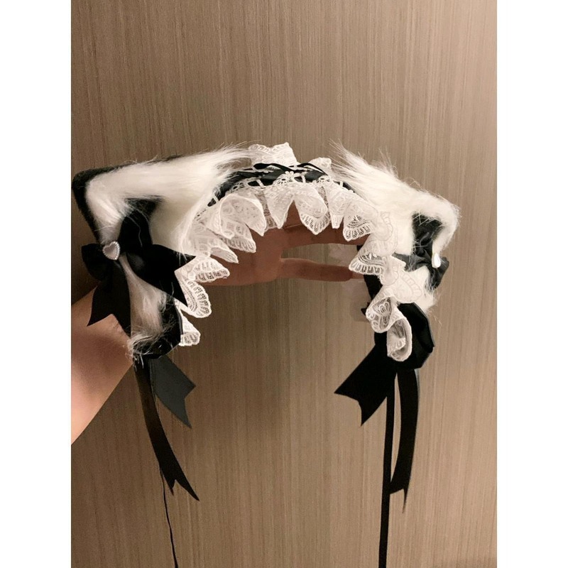 甘いロリータ猫耳ヘアバンドヘアアクセサリーロリータ猫少女取り外し可能な獣耳ぬいぐるみヘアピン cos 頭飾り|undefined
