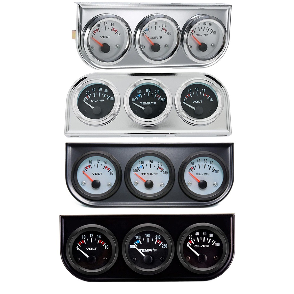 Instrumento de coche modificación instrumento de coche negro triple temperatura del agua Fahrenheit presión de aceite PSI voltímetro