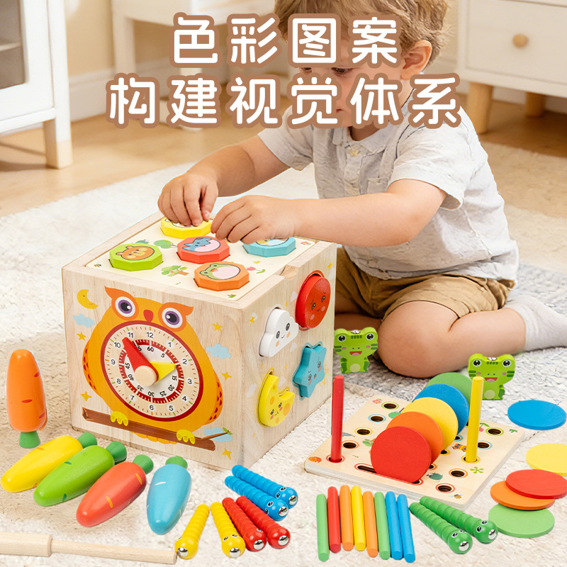Puzzle multifuncional de madera infantil 10 en 1 caja de juegos infantil educación temprana intelectual desarrollo juegos de juguetes para padres e hijos