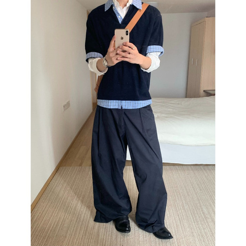 American striped fake two-piece Polo shirt, short-sleeved men and women's summer fashion brand, heavy loose and all-matching couple's half-sleeve T-shirt