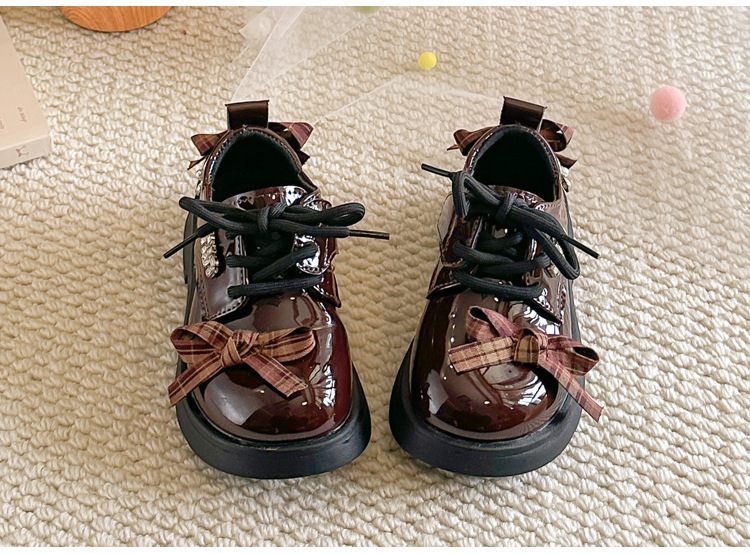 Mädchen Lederhalbschuhe Im Britischen Stil Mit Schleife Und Karo_voghion.com
