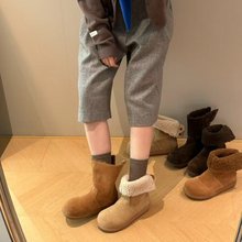 女鞋冬日小暖炉2025年新款芒果头韩版加绒两穿高帮棉靴雪地靴女