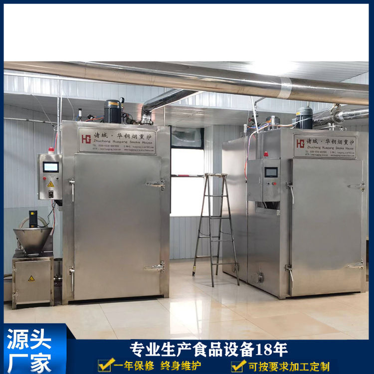 大型香肠加工机器 通道式熏蒸炉500型 生熟隔离分化熏烟机厂家直