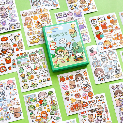 Message, Sanskrit poems and dreams, 50 boxed stickers, 6 cute retro ins handbook collages and paper materials