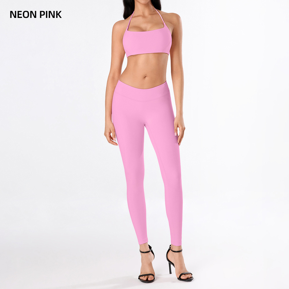 Yoga desnudo chaleco de mujer nuevo cintura alta hip running pantalones de entrenamiento elástico ajuste conjunto de ropa de entrenamiento