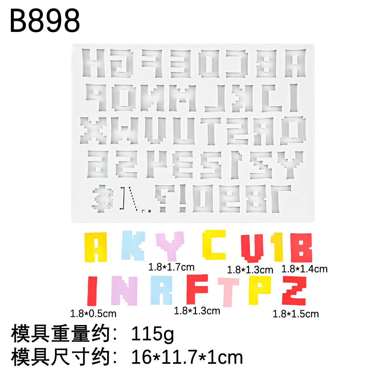 Molde de letras de estilo de píxeles de letras mayúsculas rusas Molde de yeso de bricolaje Molde de silicona para decoración de pastel de chocolate con fondant