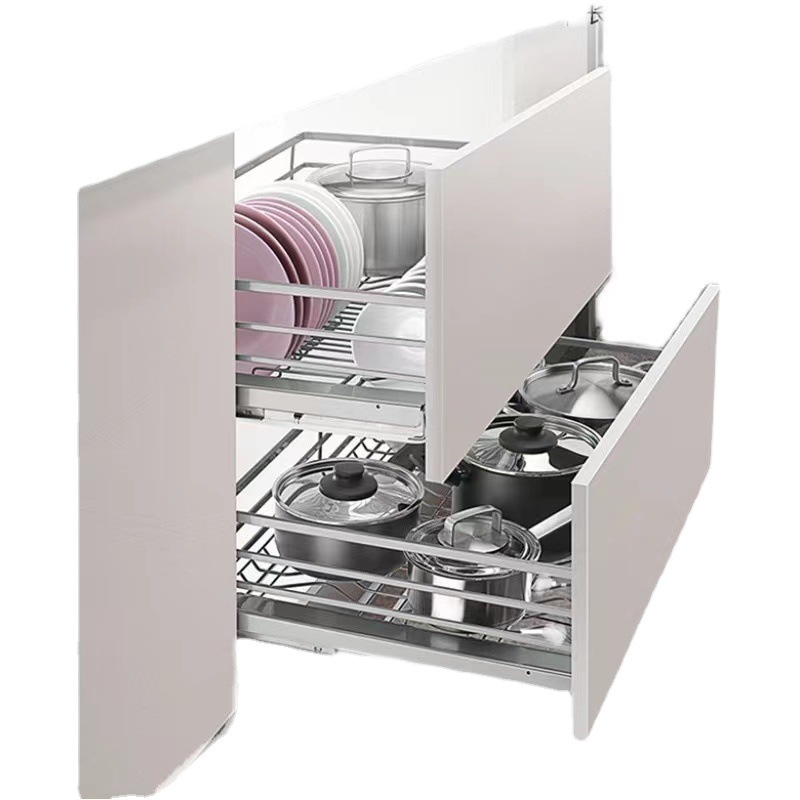 En stock cesta de plato multi-especificación cocina cajón de doble capa tazón cesta auto-drenaje de gran capacidad armario de almacenamiento cesta