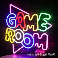 ネオンカスタムアマゾンTEMUクロスボーダー電気商LEDゲームハンドルGAMEクリエイティブロゴ雰囲気装飾