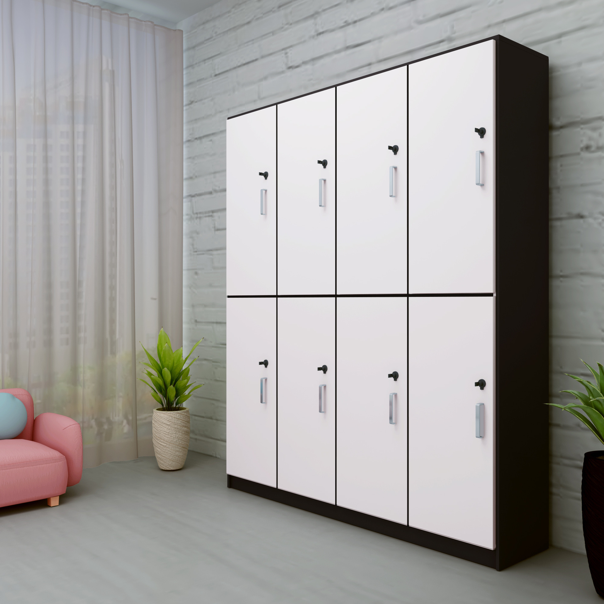 木質瑜伽館洗浴更衣櫃板式浴場舞蹈室健身房換衣櫃員工儲物櫃