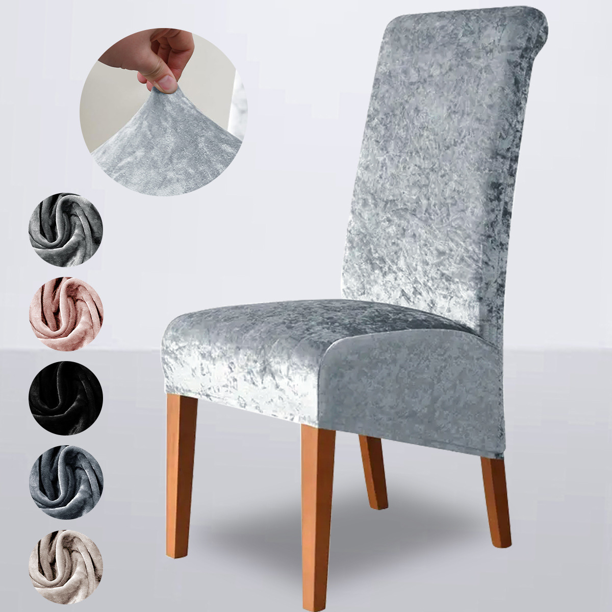 Elástico transfronterizo de diamante de lana grande inclinada columnar cubierta de silla de respaldo alto cubierta de silla de comedor de hotel de color sólido TEMU en stock