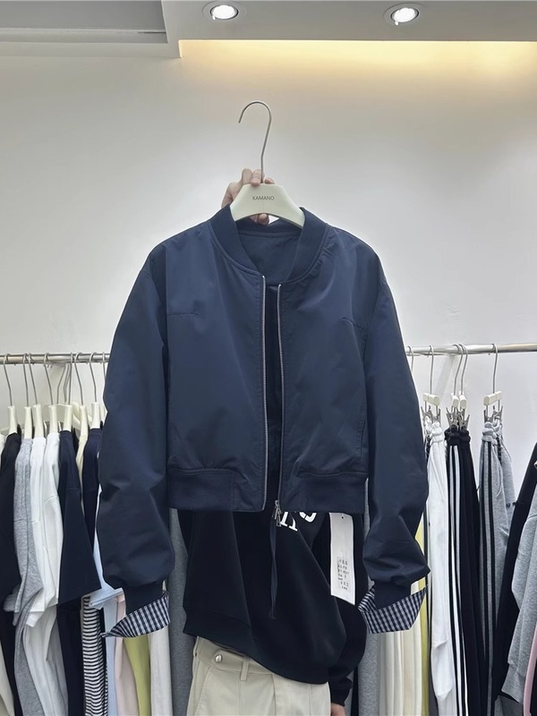 秋季新款韩版宽松立领拼接格子棒球服外套时尚休闲夹克外套A7007|undefined