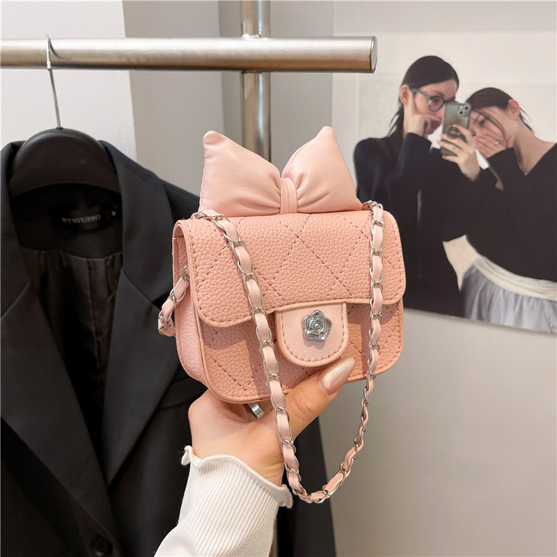 2025 새로운 여름 스타일 여성 패션 체인 동전 지갑 달콤한 공주 스타일 서양식 보우 크로스 바디 백