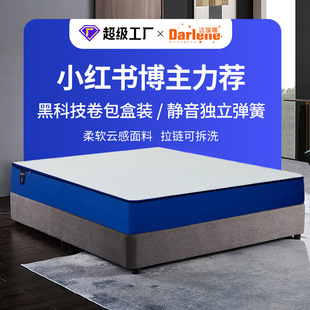 Darlena Blue Memory Foam Box Mattress Latex Independent Spring Sponge Mattress Hotel Thickened Roll Compression