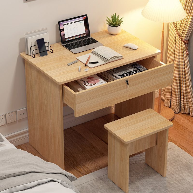 Source Home Bedroom Computer Desk with Lock and Drawer Table Small Desk Office Desk Student Writing Desk Table and Chair One