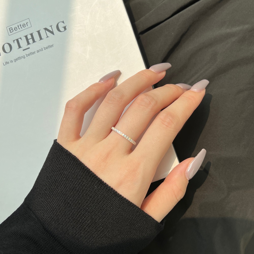 Zircon Inlay Material 925 Sterling Silver Zircon Geometric Rings