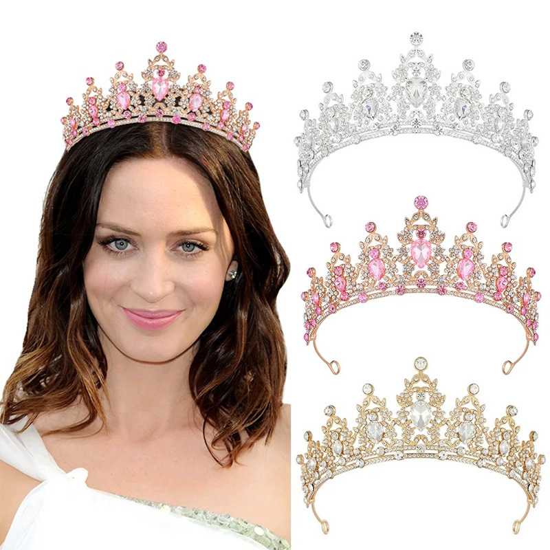 Cross-Border Amazon Queen Crown Tiara Bridal Princess Birthday Headband Baroque Crystal Crown Factory Direct Sales