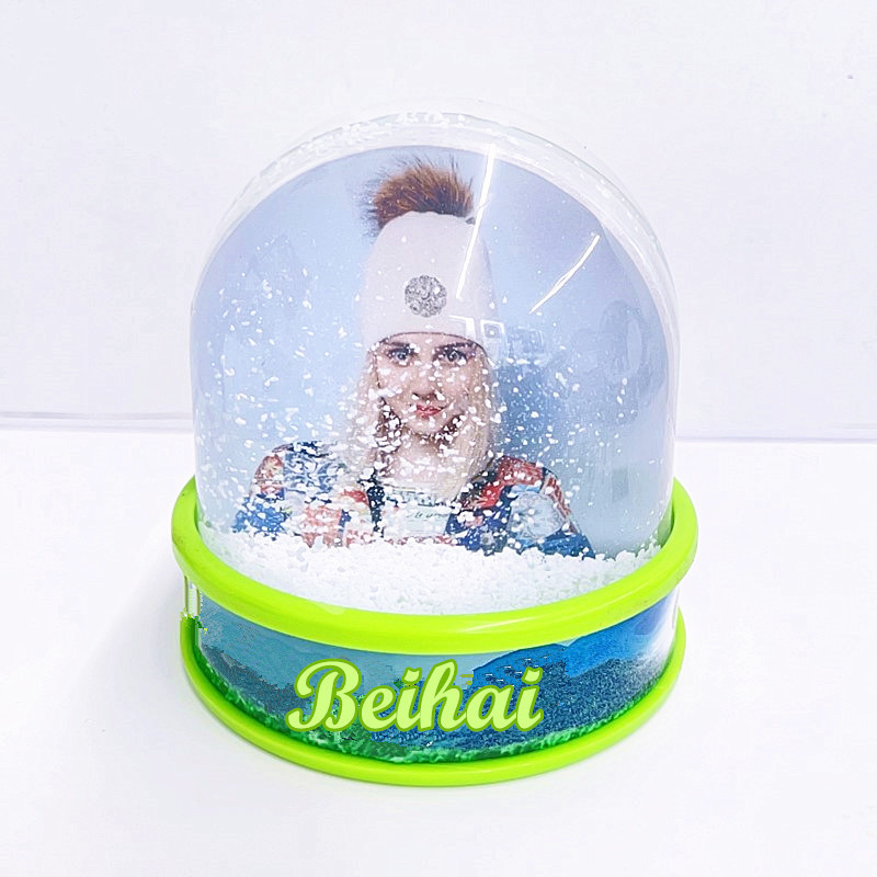 Semicircle shape quicksand photo frame sticker base PVC cartoon pattern base logo plastic snowball photo frame ornaments