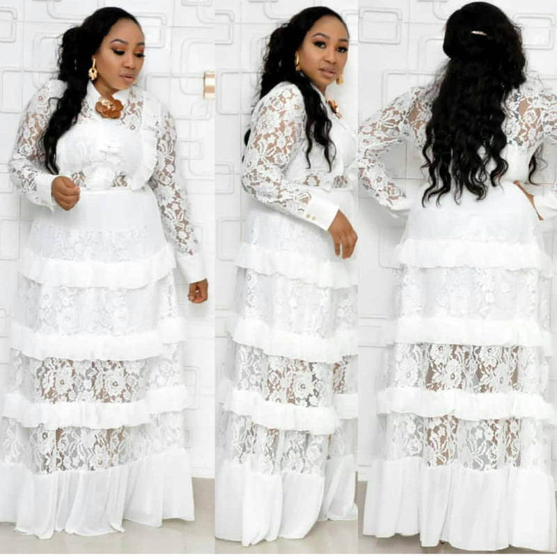 Cross-border supply fashion lace shirt collar long sleeve wooden ear stitching multi-layer cake dress with brooch dress