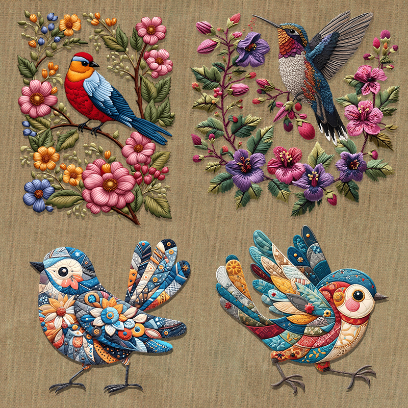 Transferencia de calor de ropa, estampado de flores y pájaros de estilo nacional, estampado de flores y pájaros, parche de estampado en caliente, resistente a los pliegues, no se desvanece, transferencia de calor, transferencia de calor