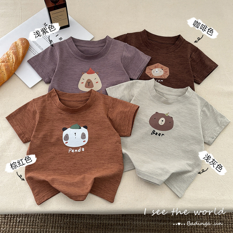 Spring and Summer New Children's Short-Sleeve T-Shirt, Children's Casual Cartoon Short T-Shirt, Trendy Home Wear for Boys and Girls Spring and Summer New Children's Short-Sleeve T-Shirt, Children's Casual Cartoon Short T-Shirt, Trendy Home Wear for Boys and Girls