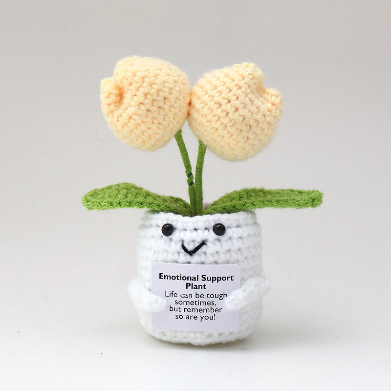 튤립 더블 플라워 라이트 옐로우 16 버드 그린 리프 No. 48 68 표백 화분