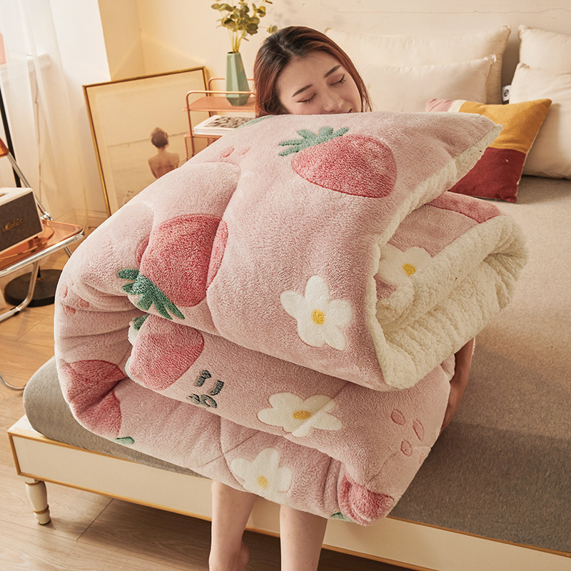子羊の毛を厚くして冬に保温している綿のミルクの毛フランネルの毛は芯のサンゴの毛で爆発的な布団の卸売りを生放送されます。|undefined