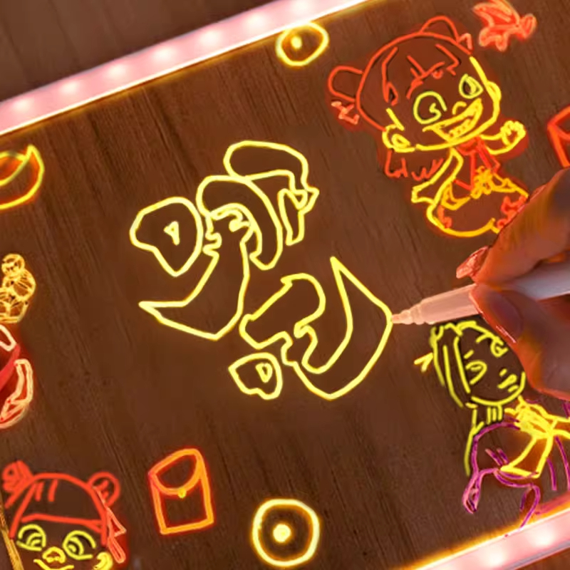 Explosión de tablero de dibujo luminoso diy borrable acrílico transparente acrílico educativo ejercicio de pensamiento dibujo juguete infantil