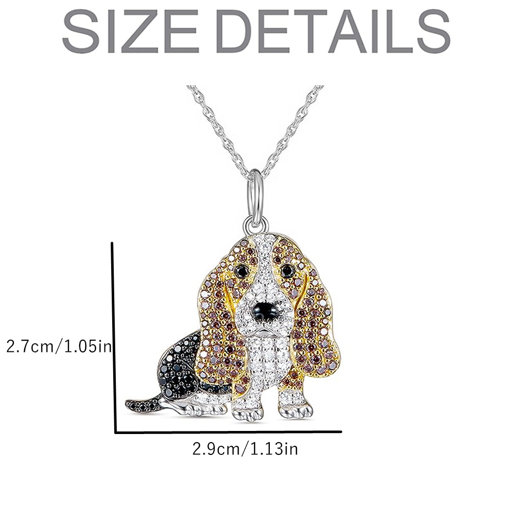 Dog Pattern Cute Dog Artificial Crystal Zinc Alloy Cable Chain Pendant Necklaces Wholesale