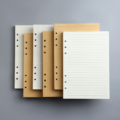 6-hole punched notebook wholesale 100g blank grid lined A5 cowhide paper replacement core for journal planner notebooks core manufacturer